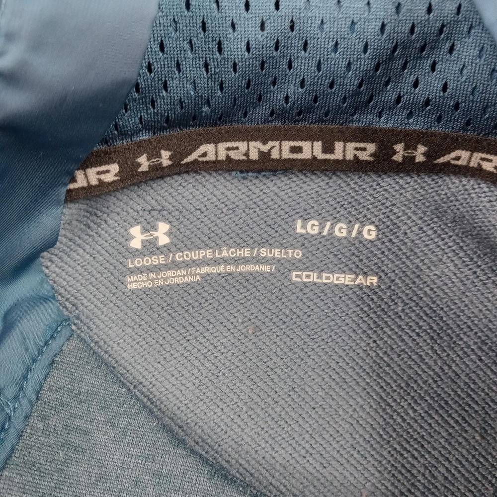 Under Armour Hoodie Mens Large Blue ColdGear Pullover Fleece Sweatshirt Loose - Picture 2 of 6